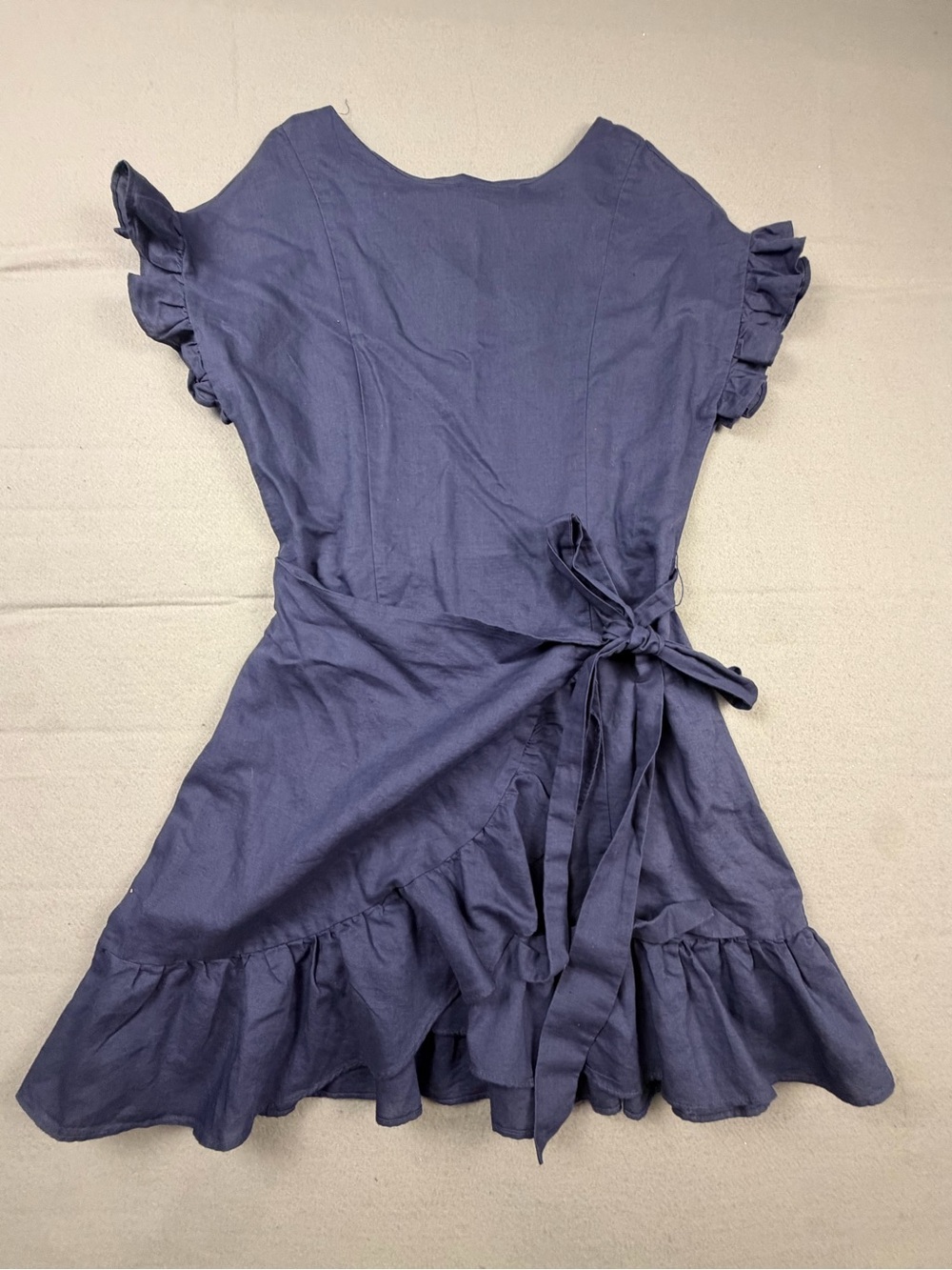Sweet Claire Navy Ruffle Wrap Mini Dress with Tie Waist